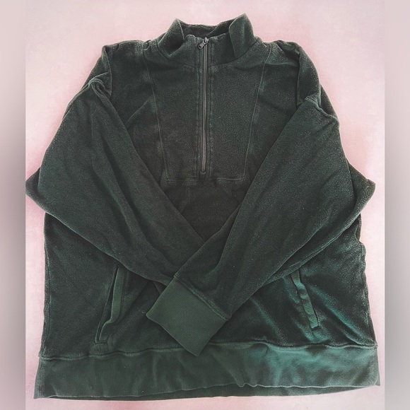 Aerie/ dark green 1/4 zip sweatshirt/ Pullover/ Oversized/ Size US XL - Picture 7 of 8